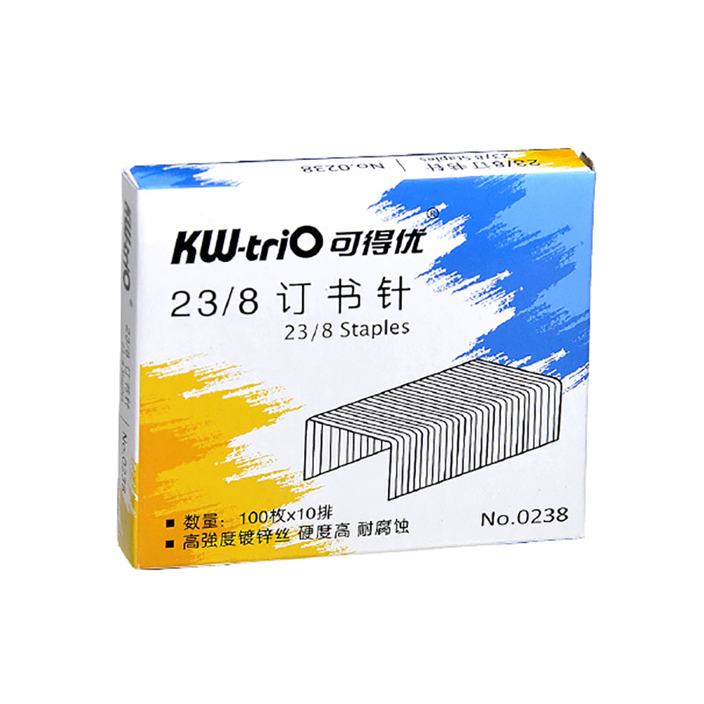 [清貨特價] 可得優KW-triO 23/8 釘書釘,NO.0238,高8mm寬12.85mm,一小盒裝(1000粒)