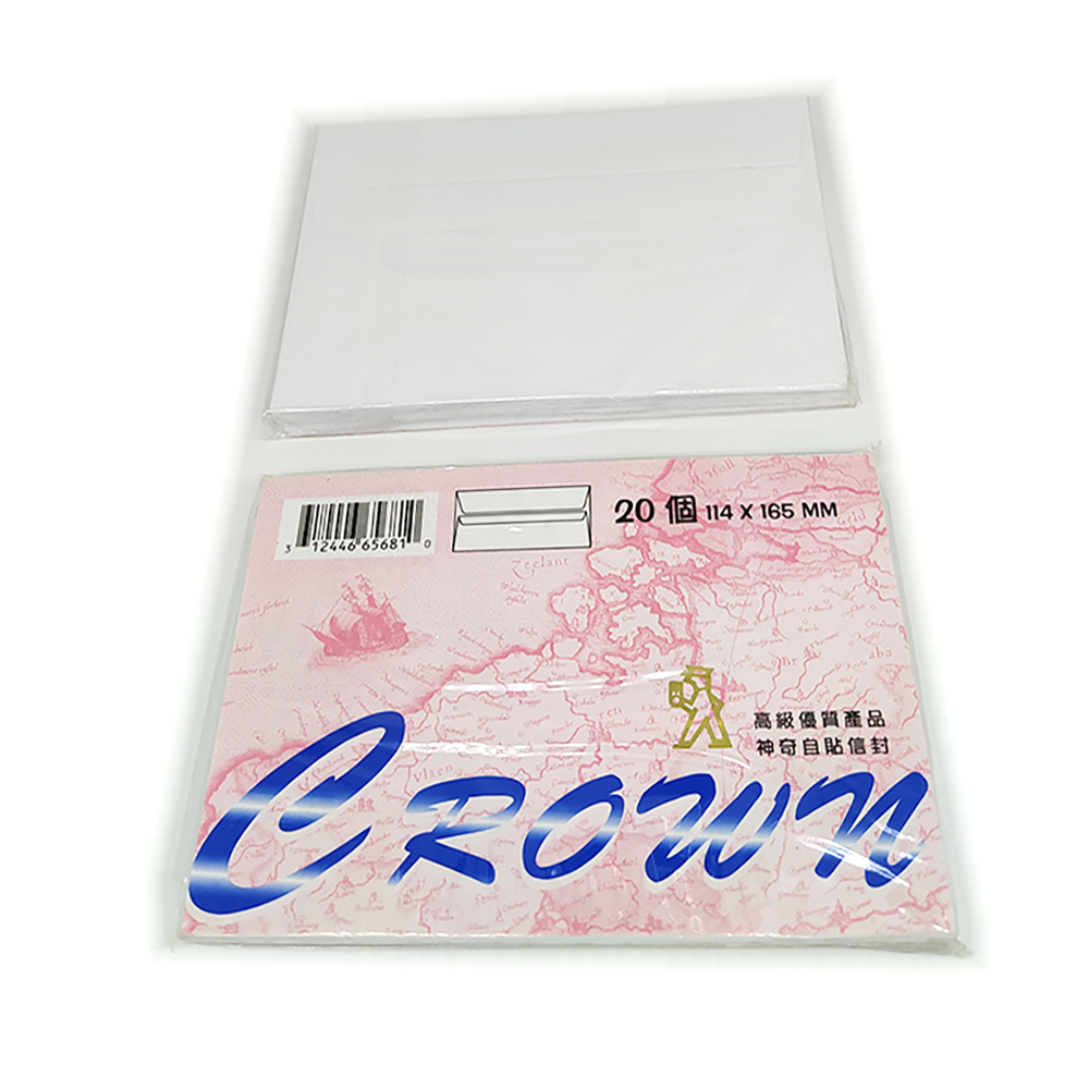 [清貨特價]  CROWN 信封,114x165mm(4.5x6.5吋),自黏,1包裝(20個)