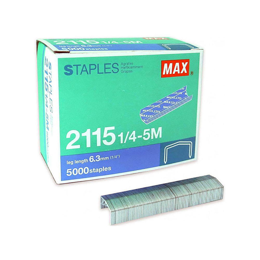MAX 2115 1/4-5M 釘書釘,6.3mm,一盒裝(5000粒)