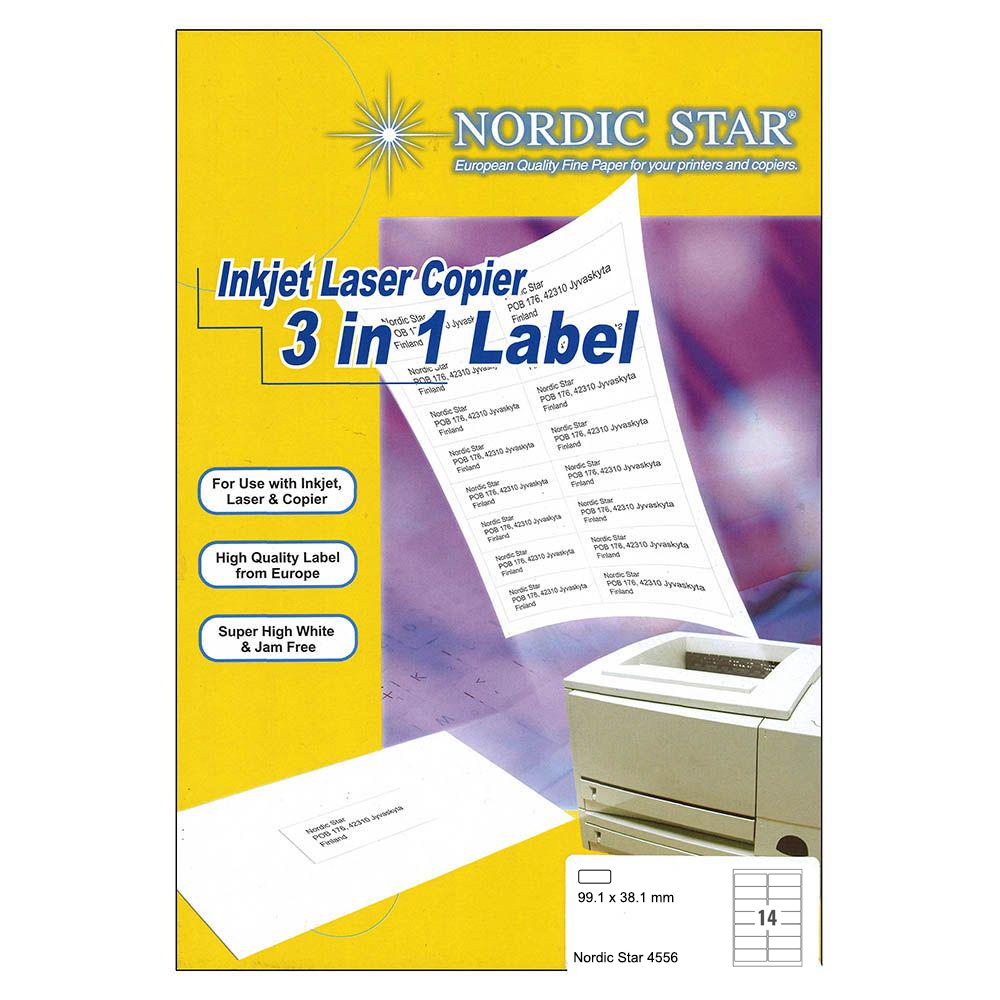 Nordic Star 4556 A4 電腦厘部 Label 3合1 99.1x38.1mm 圓角