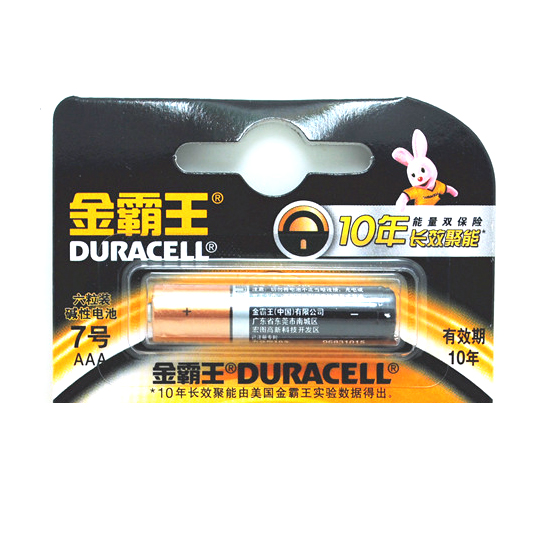 金霸王 DURACELL 電芯, 鹼性, AAA(3A), 黑色, 1粒装